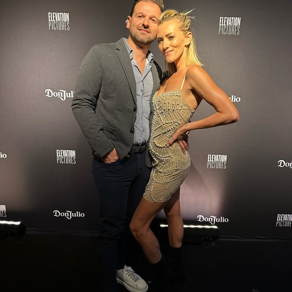 Elegant Beaded Dress in Tan - Picture 8 of 12